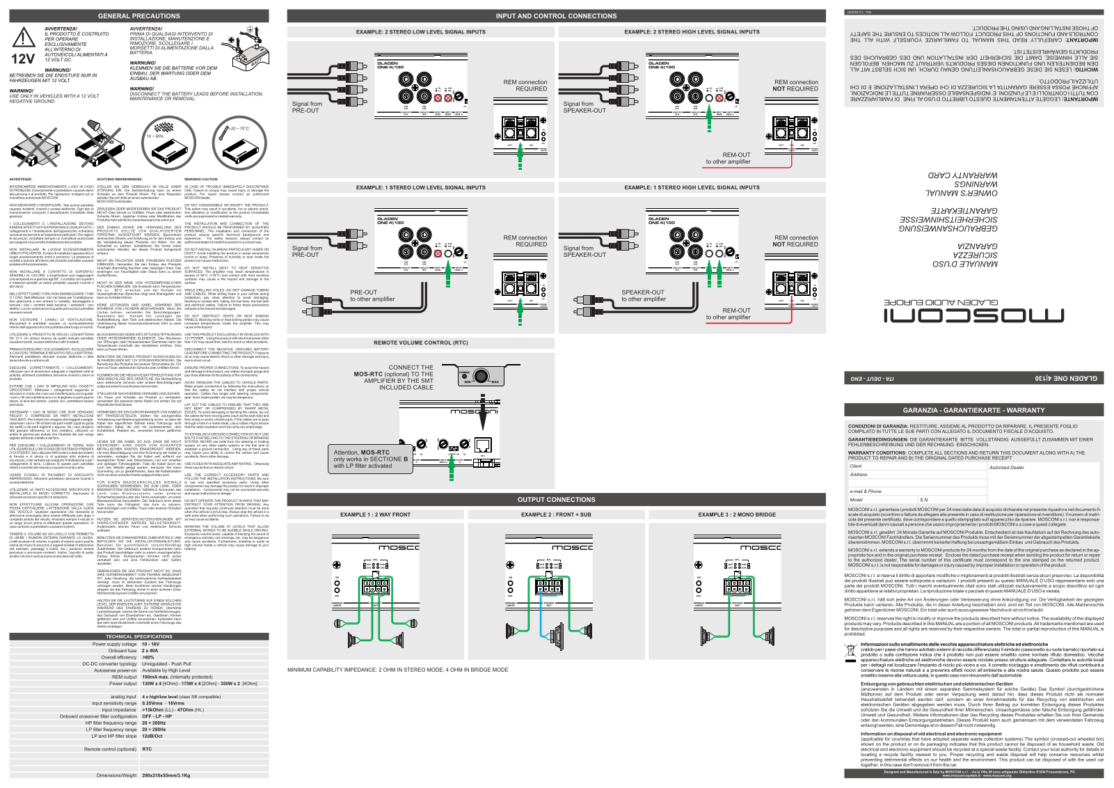 Mosconi ONE4130 User guide - ManualMachine.com