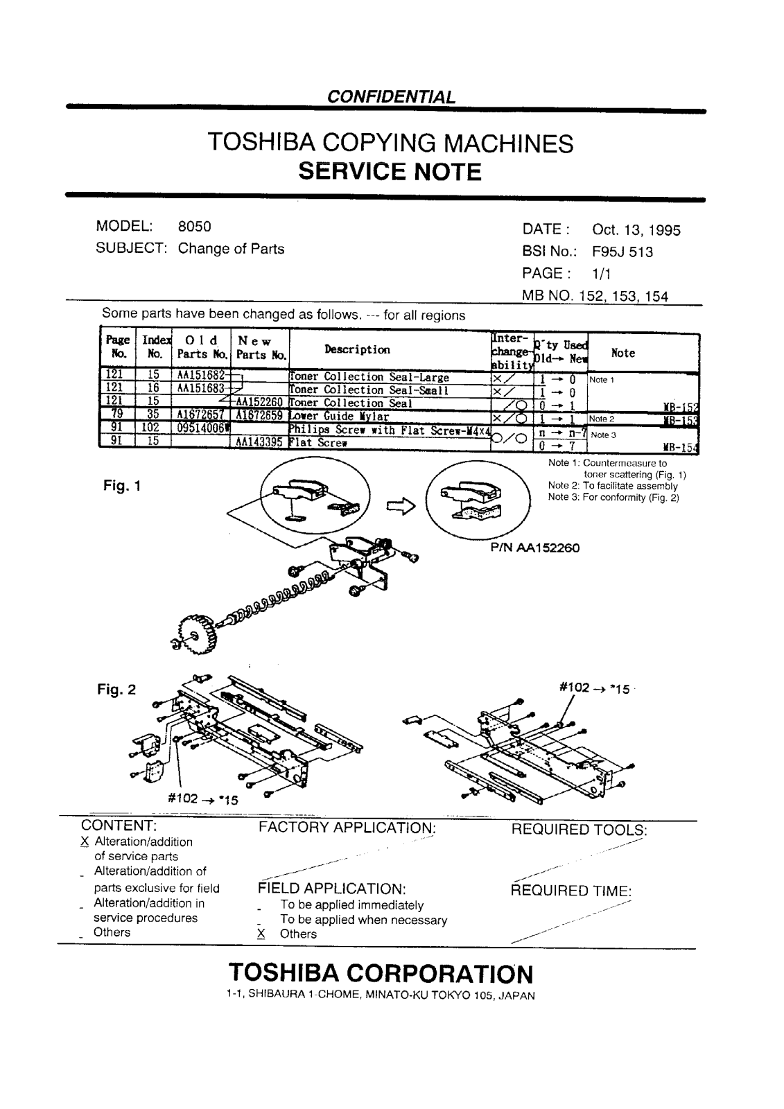 Toshiba f95j513 Service Note