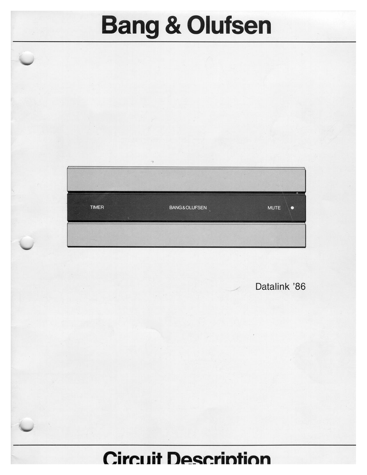 Bang Olufsen MCL-2, MCL Service Manual