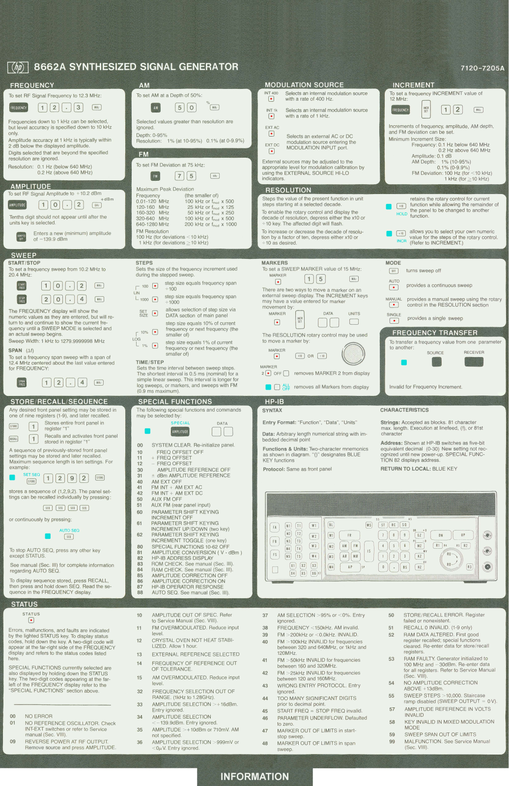 HP 8662a quick reference guide