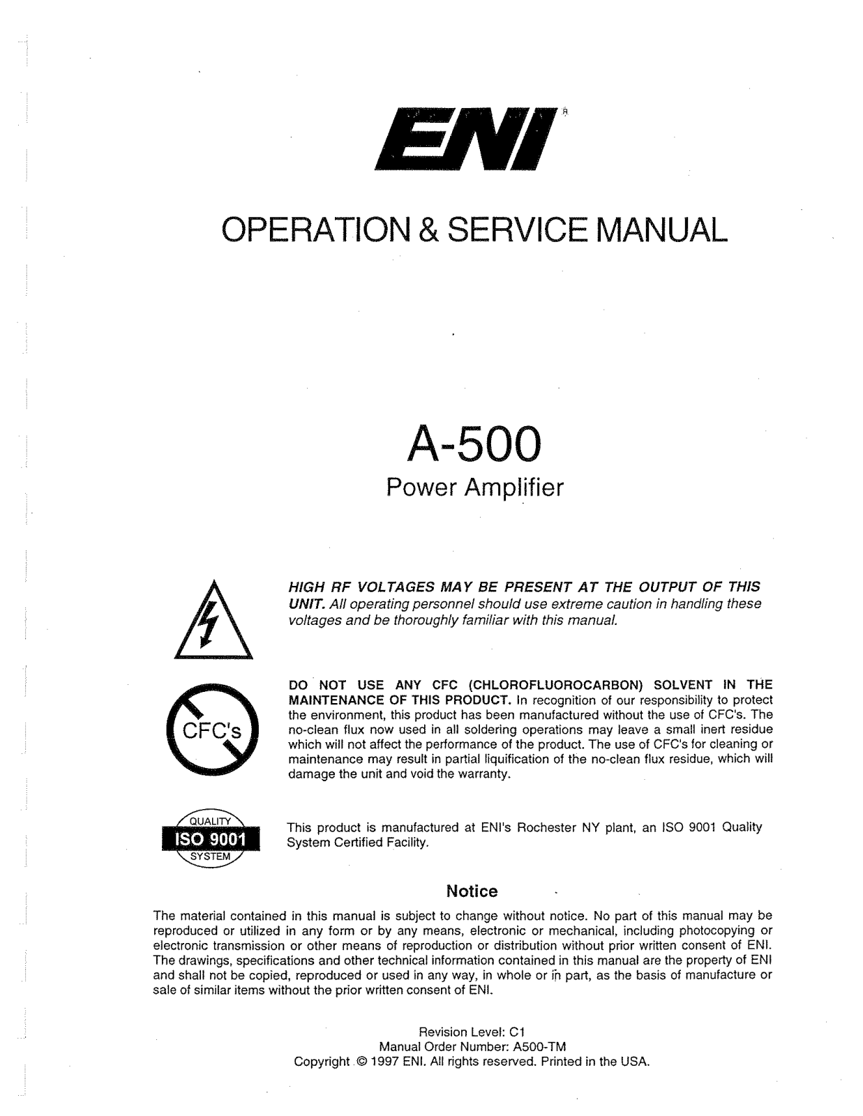 ENI A-500 Service manual