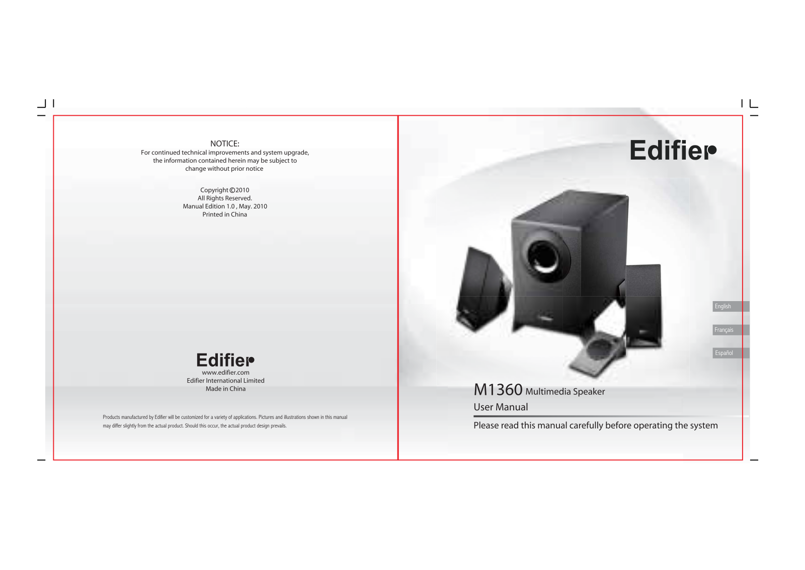 EDIFIER M1360 User Manual