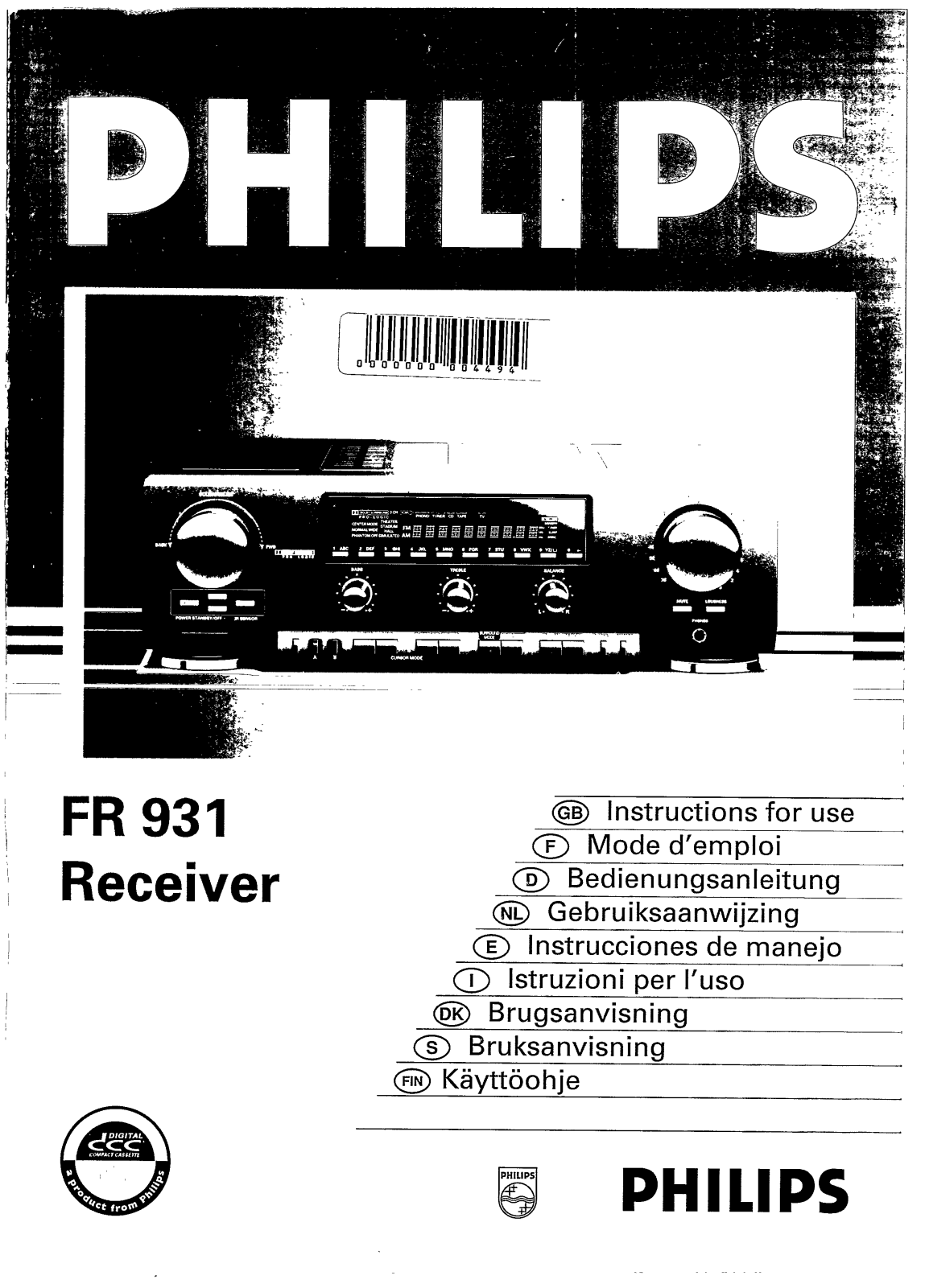 Philips FR931S/P00, FR931, FR931/P00, FR931/01S, FR931/00S User Manual