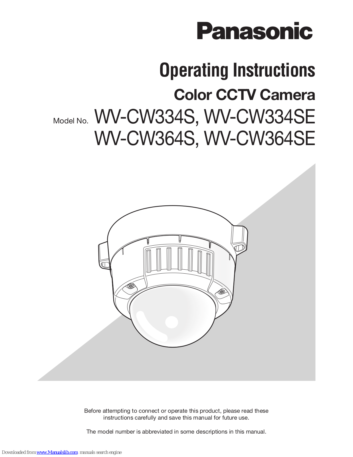 Panasonic WV-CW334SE, WV-CW364S, WV-CW364SE Operating Instructions Manual