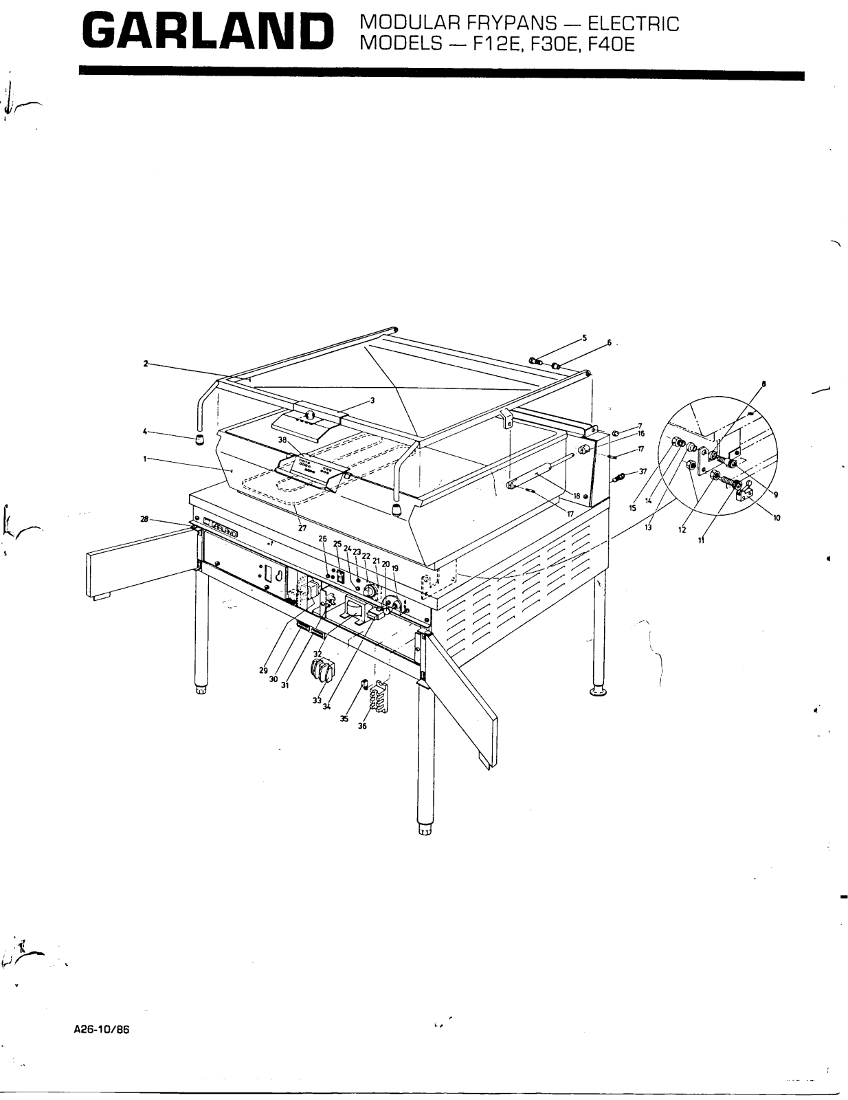 Garland F12E Parts List