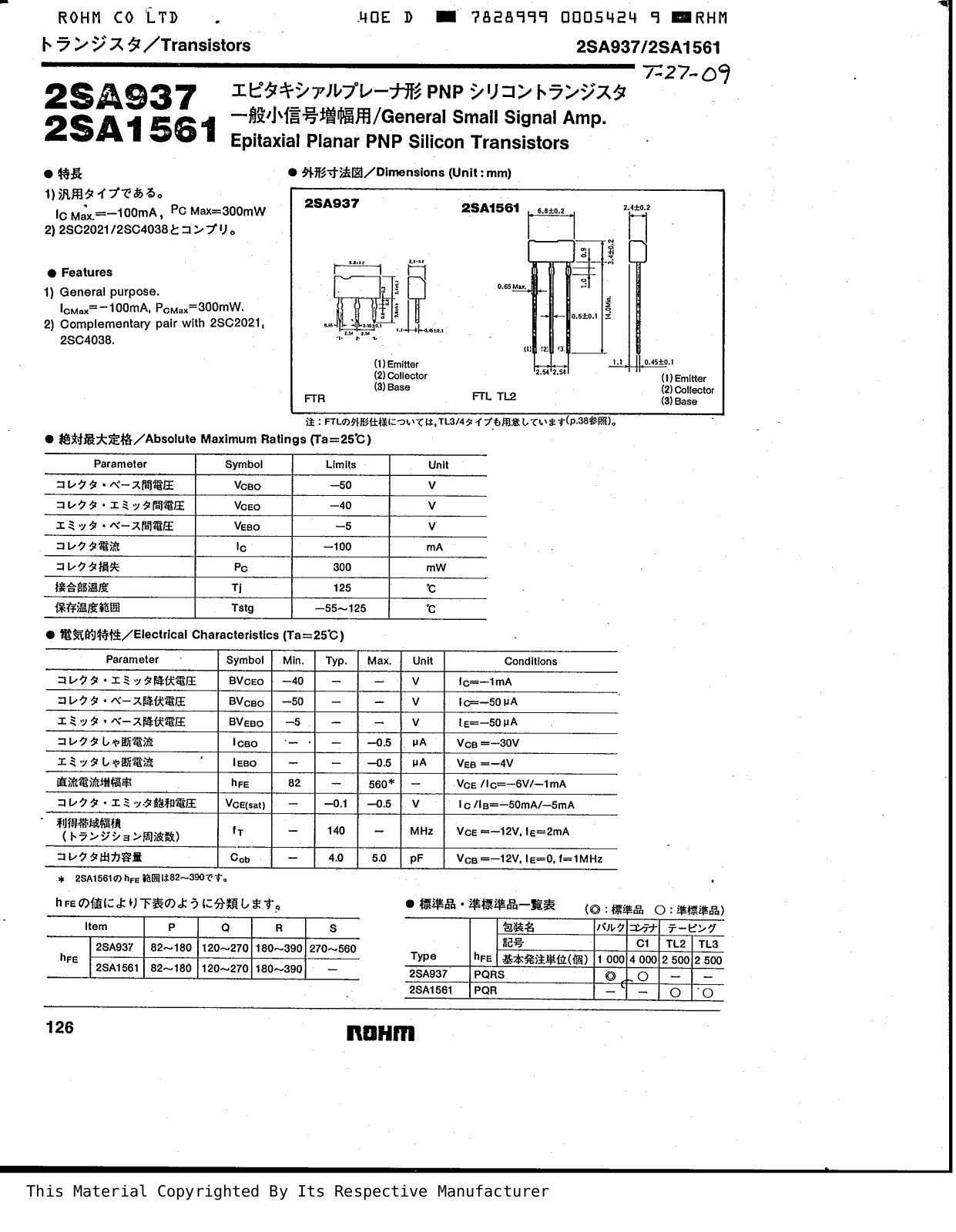 Datasheet 2sa1561 Datasheet - ManualMachine.com