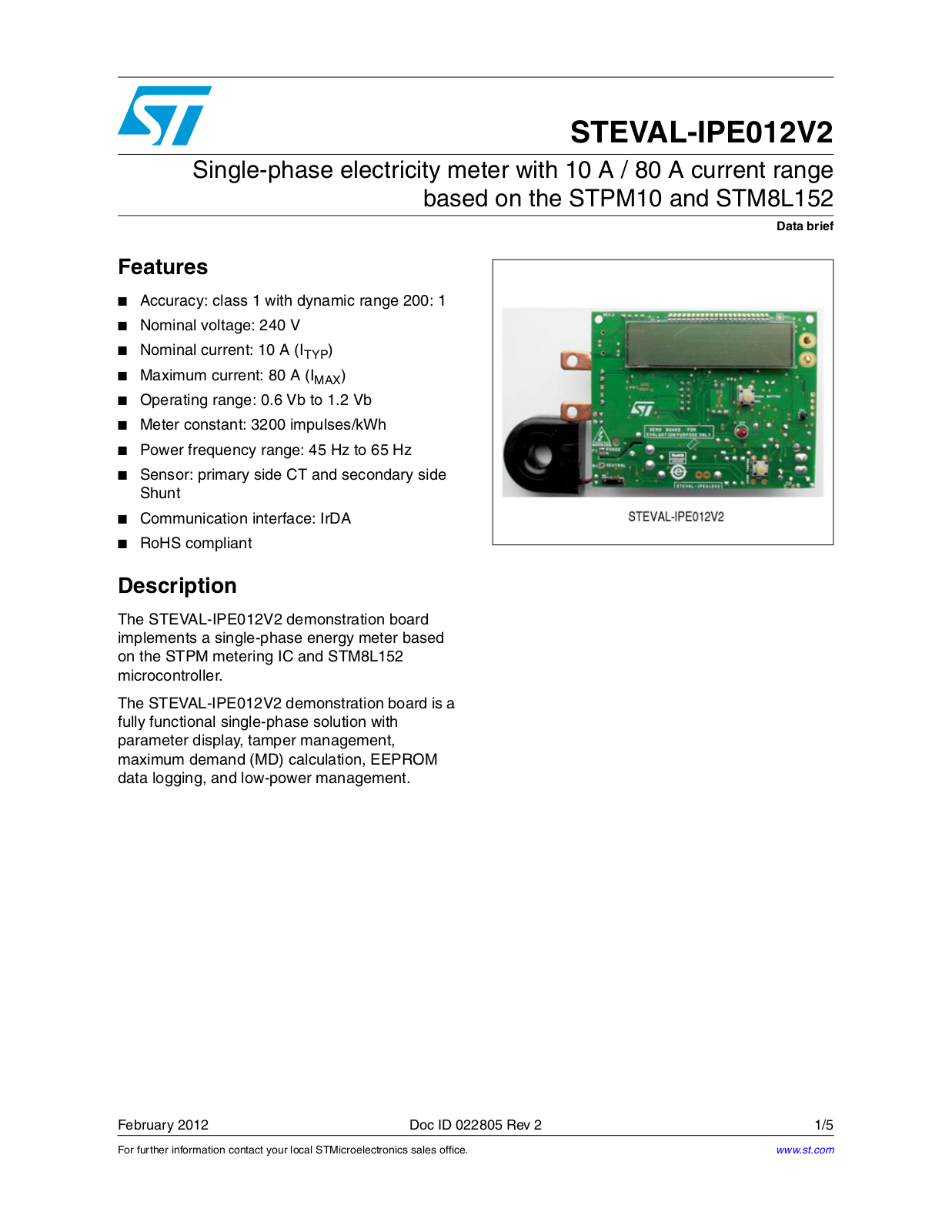 ST IPE012V2 User Manual