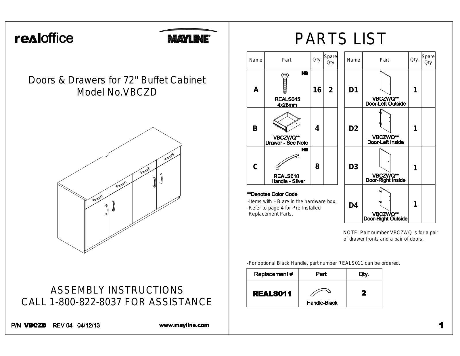 Mayline VBCZD User Manual