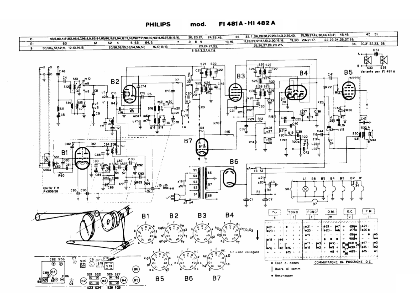 Philips fi481a, hi482a schematic