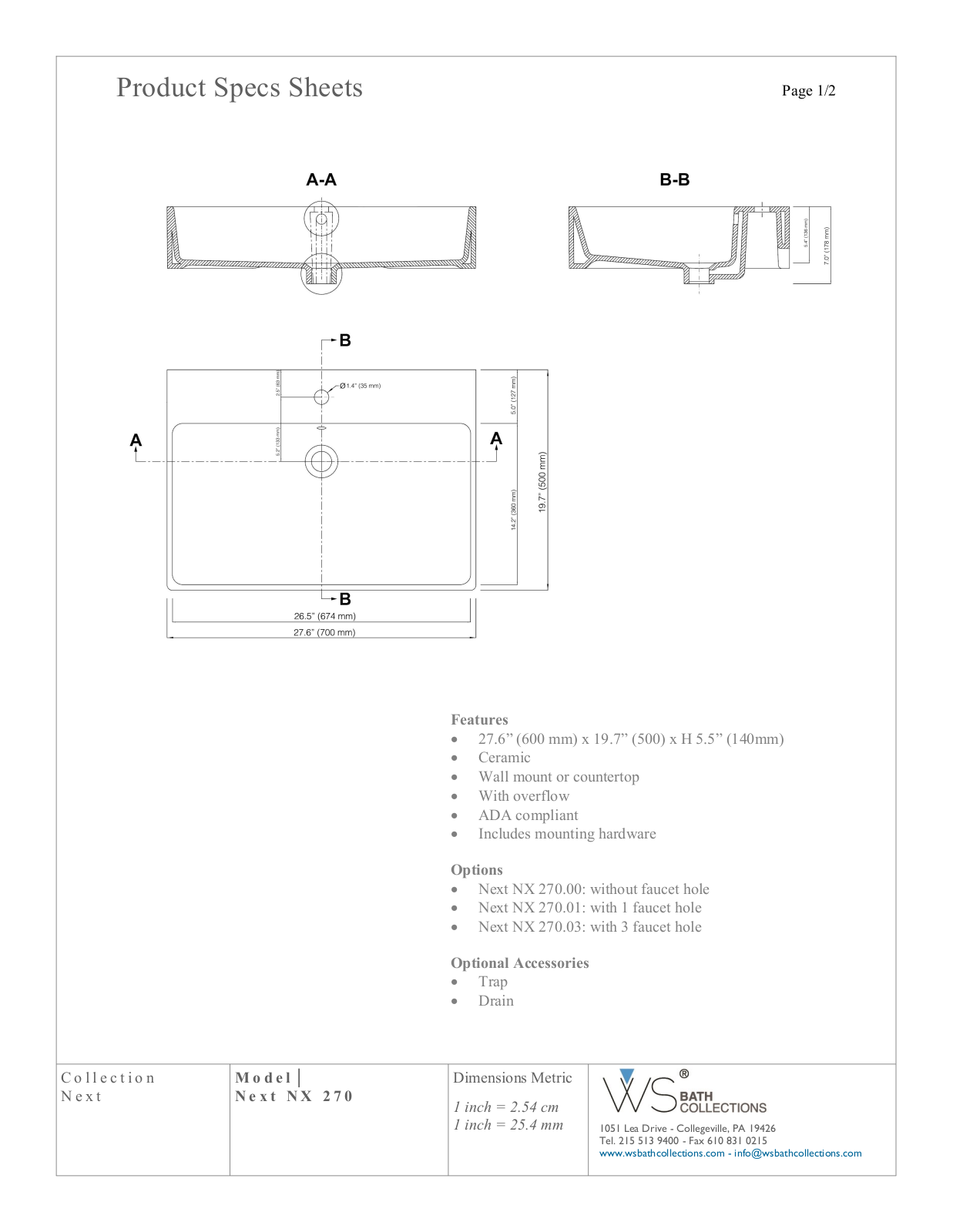 WS Bath Collections WSO3135 Specifications - ManualMachine.com