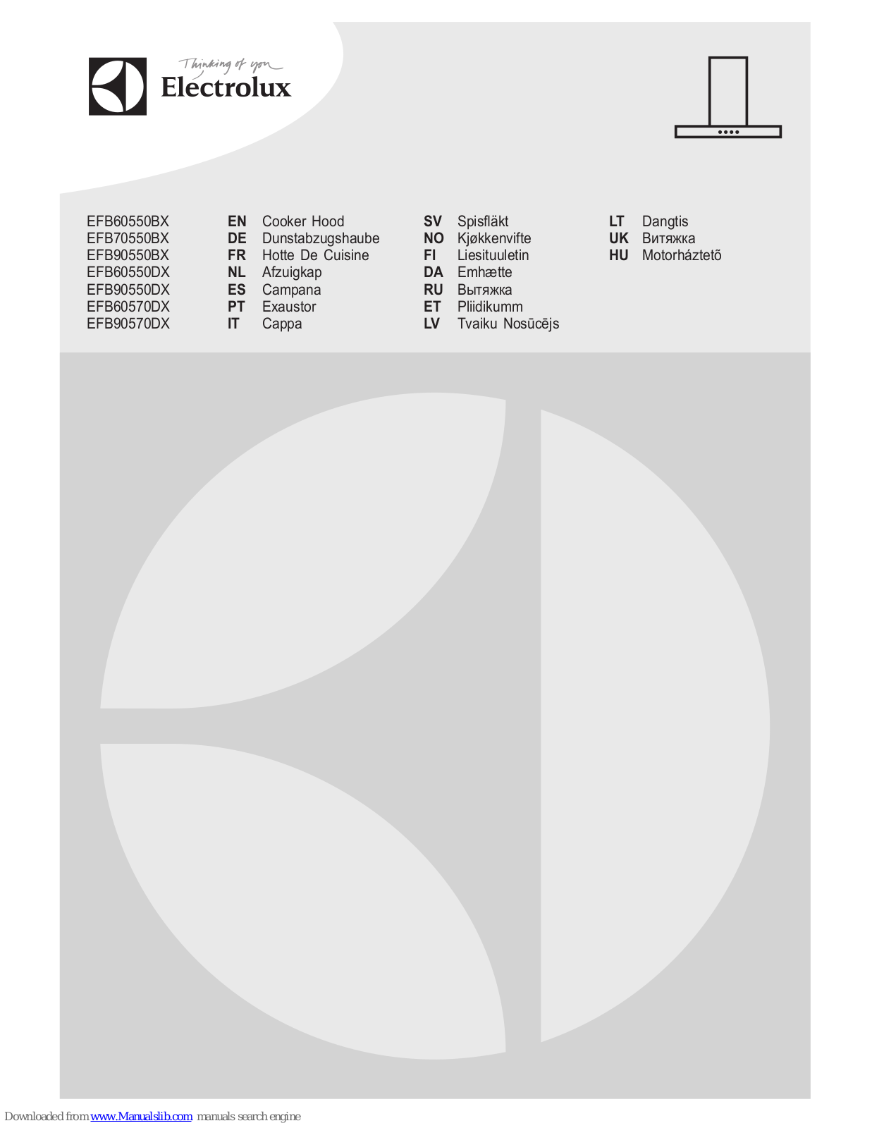 Electrolux EFB60550BX, EFB70550BX, EFB90550BX, EFB60550DX, EFB60570DX User Manual