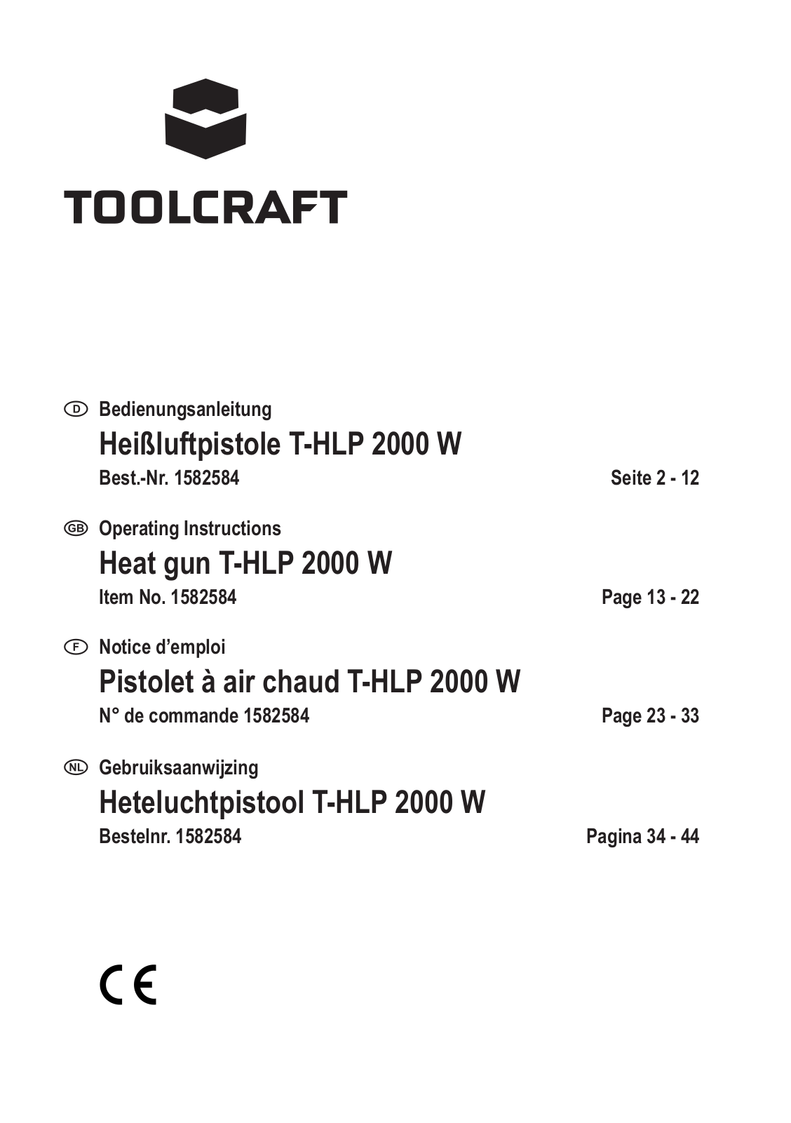 TOOLCRAFT T-HLP 2000 W User guide