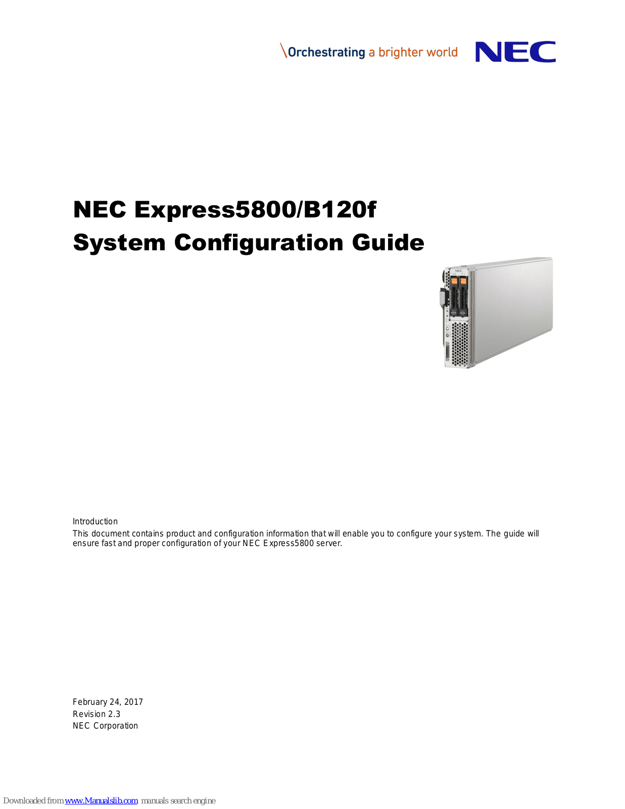 NEC N8400-230F, Express5800, N8400-231F, B120f, N8400-232F System Configuration Manual