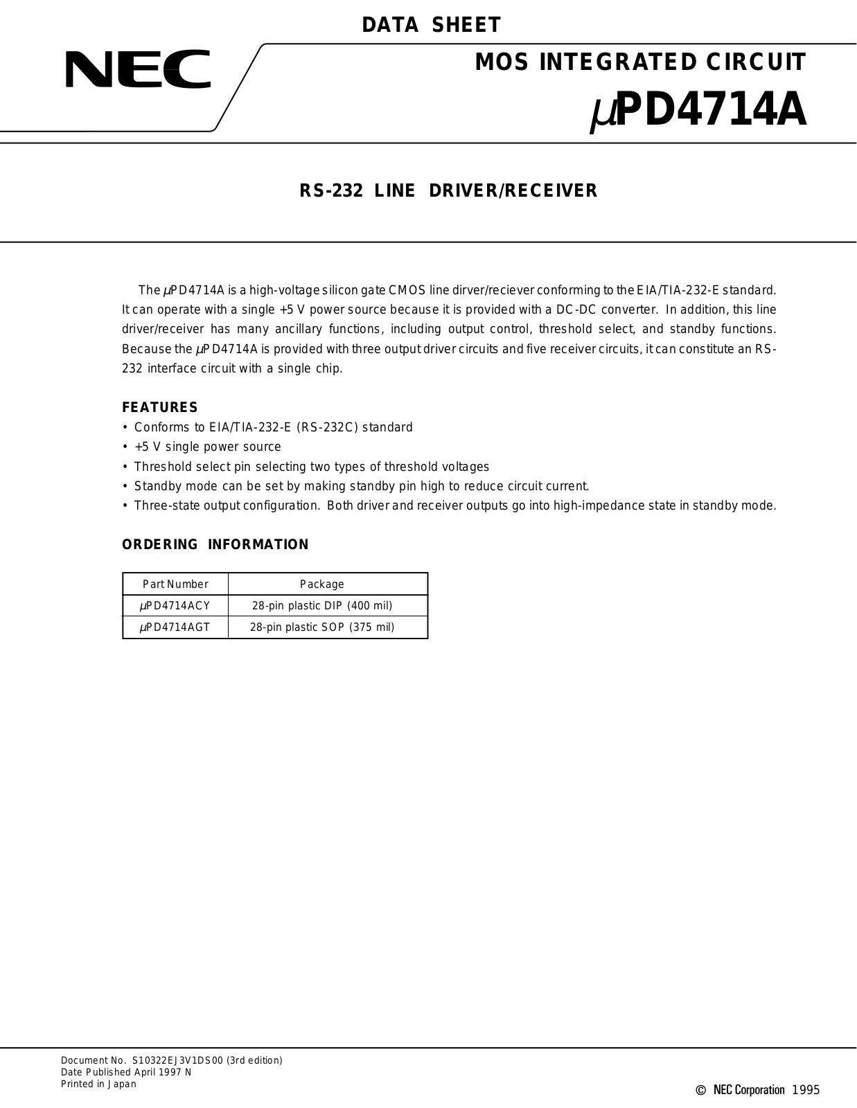 NEC UPD4714AGT, UPD4714ACY Datasheet