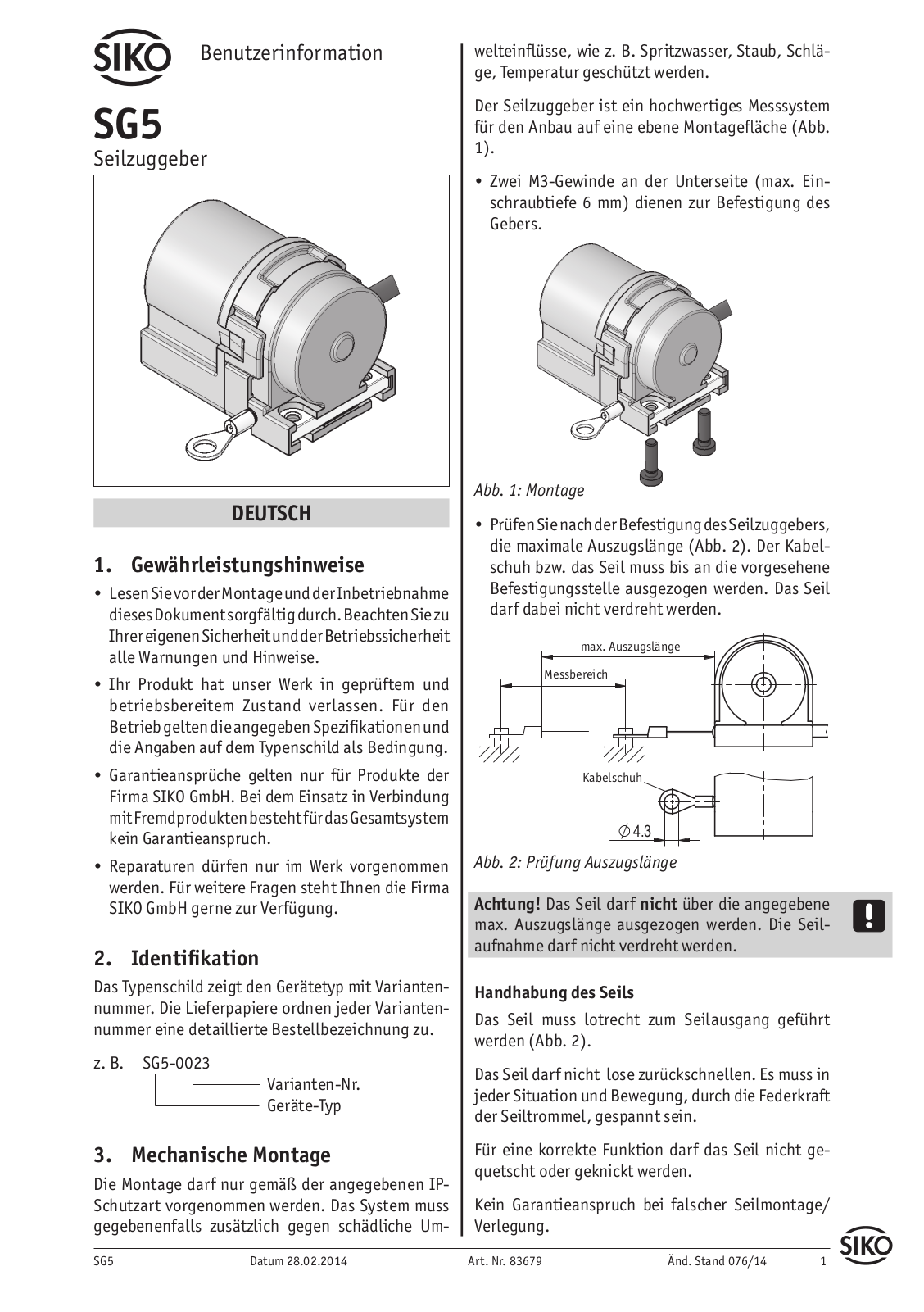 Siko SG5 User Information - ManualMachine.com