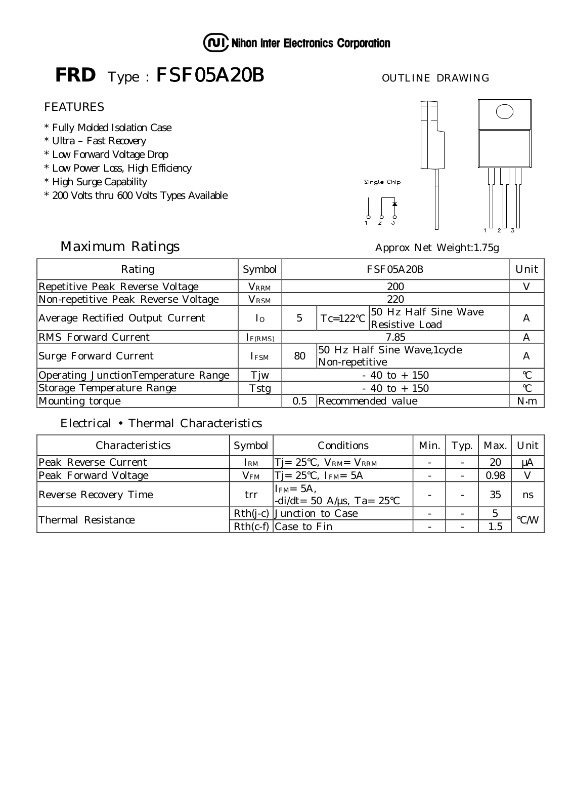 Datasheet FSF05A20B Datasheet (NIHON) - ManualMachine.com