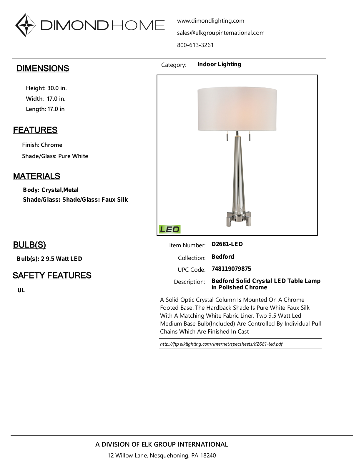 ELK Home D2681LED User Manual