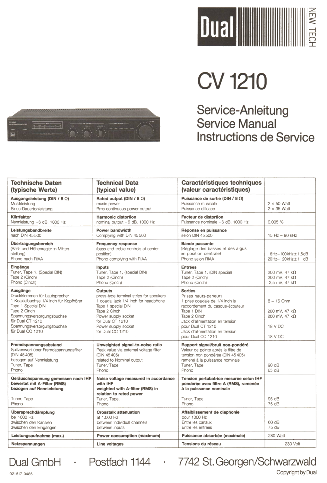 Dual CV-1210 Service Manual