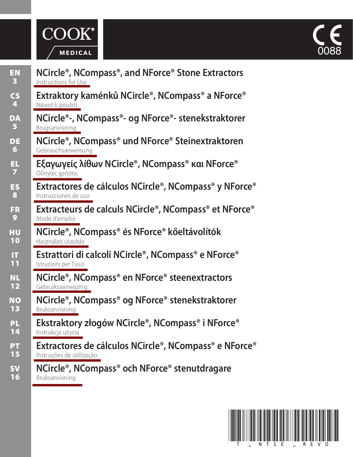 COOK Medical NCircle, NCompass, NForce Instructions For Use Manual