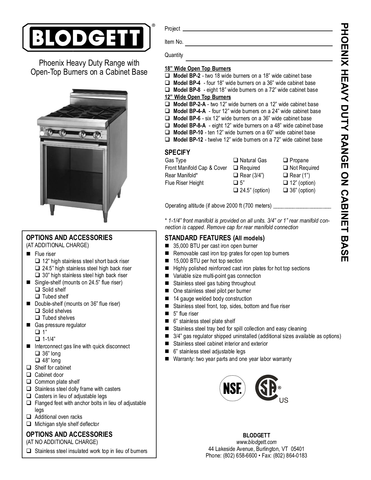 Blodgett BP-10 User Manual