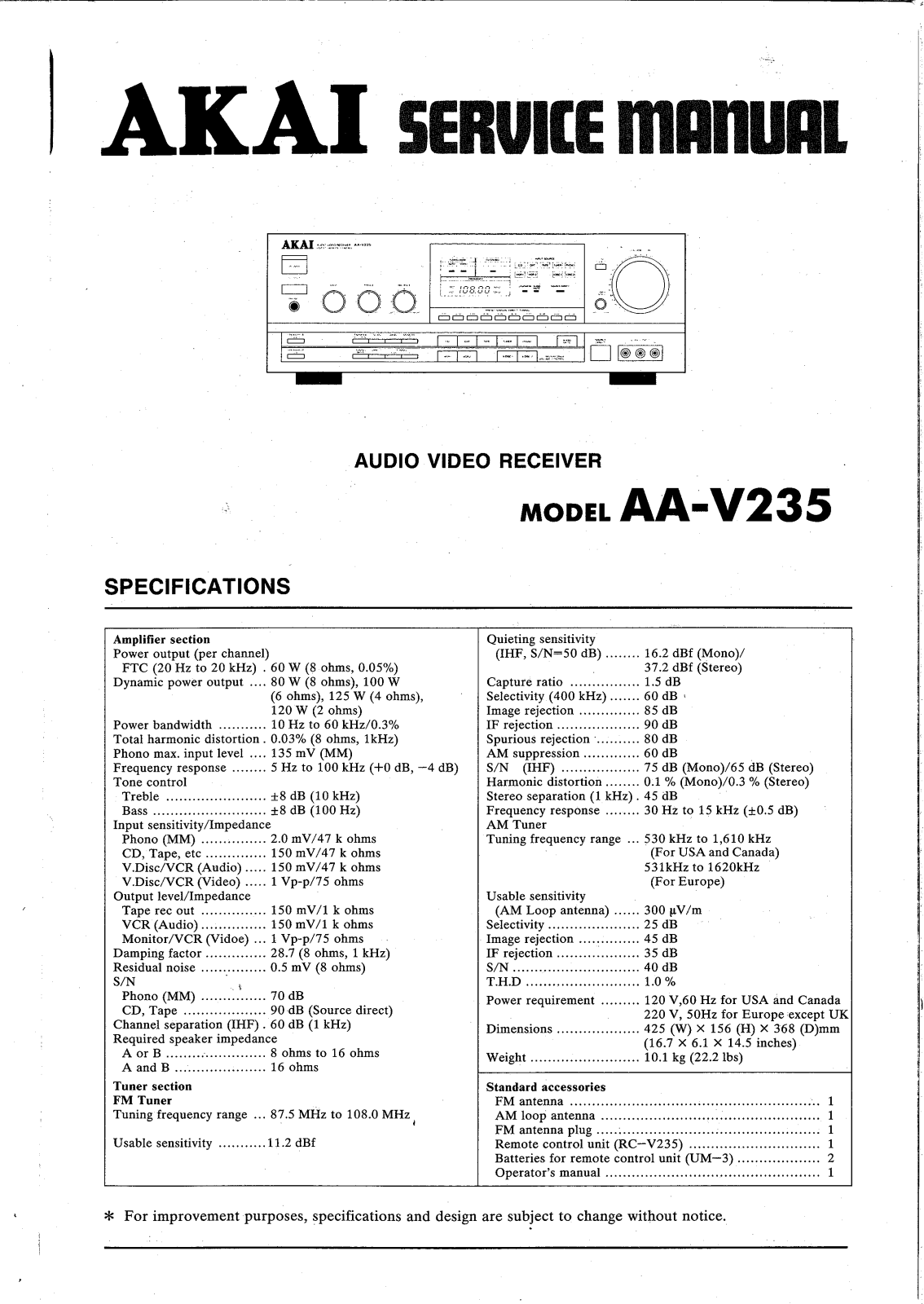 Akai AA-V235 Service Manual