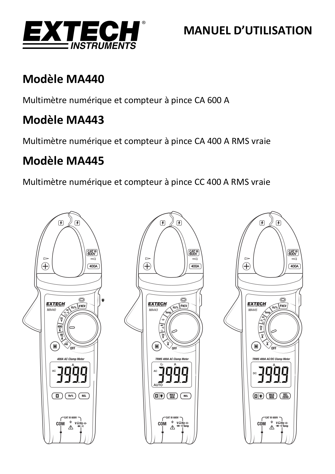 Extech MA443, MA440, MA445 User guide