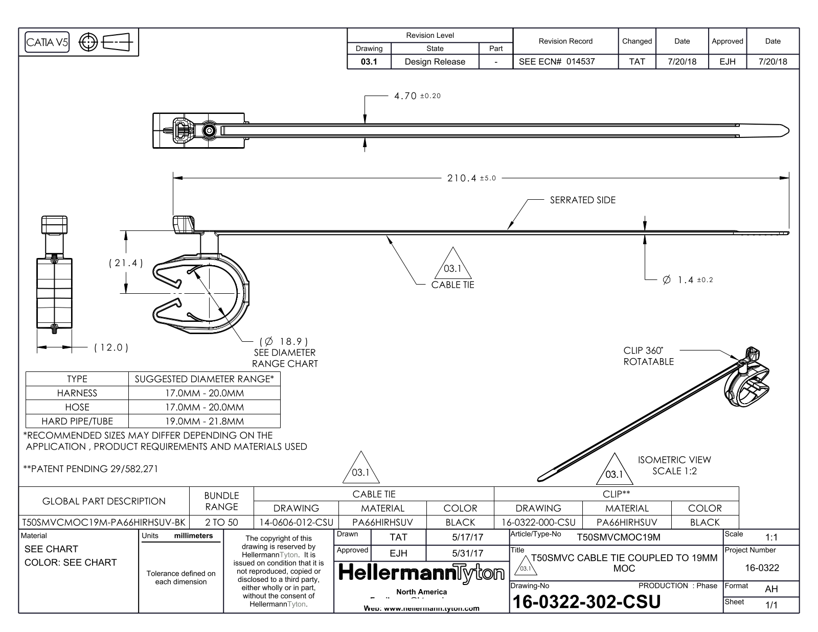 HellermannTyton T50SMVCMOC 19M Reference Drawing - ManualMachine.com