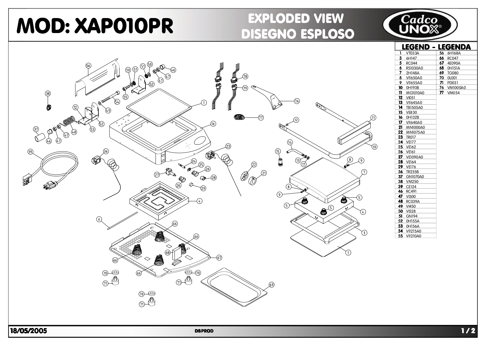 Cadco CPG-10 Parts List