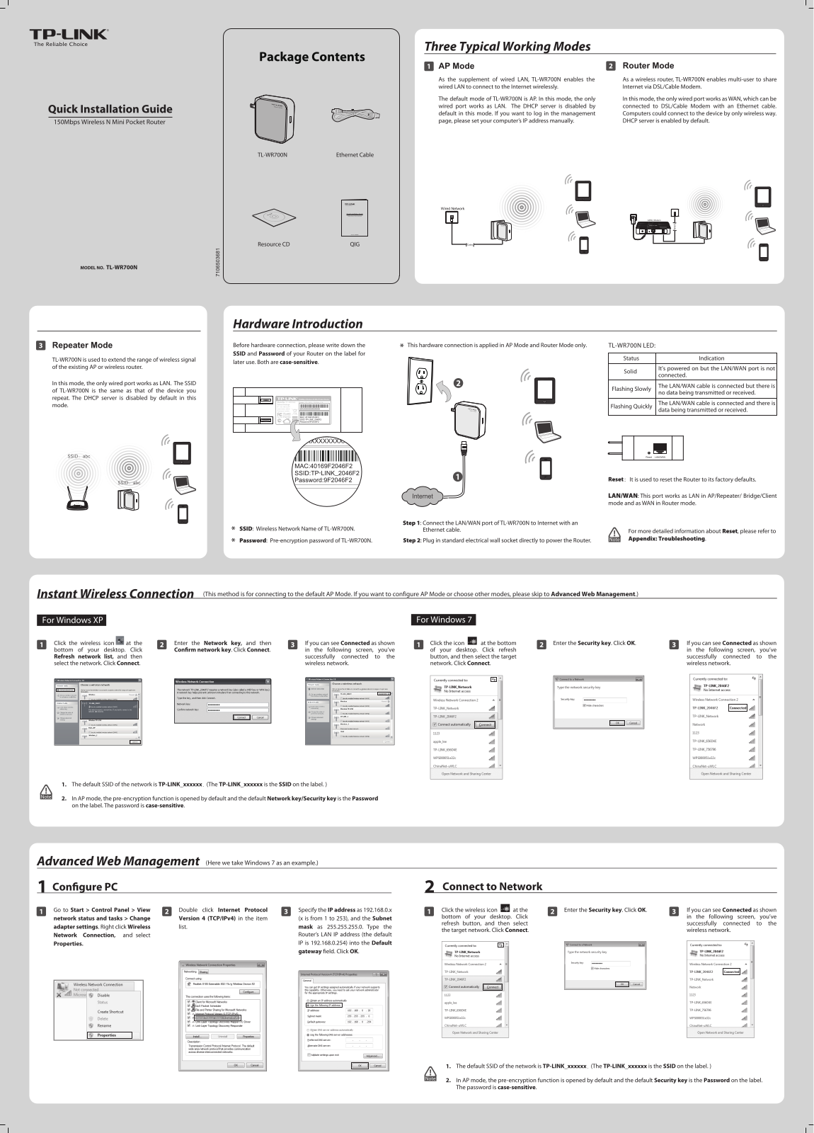 TP-Link TL-WR700N Quick Installation Guide