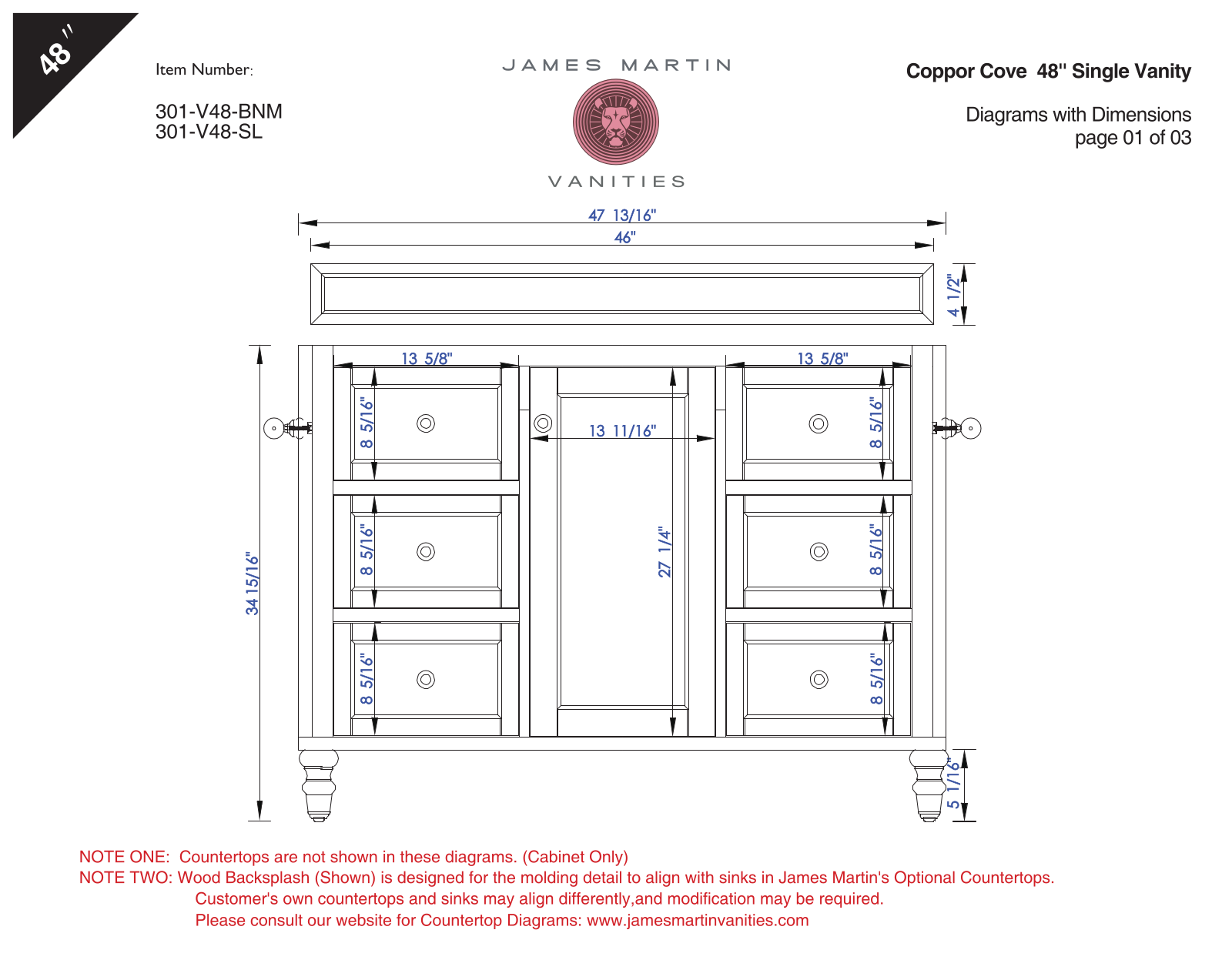 James Martin 301V4538RS, 301V48BNM3AF, 301V48BNM3CAR, 301V48SL3AF, 301V48SL3CAR Diagram