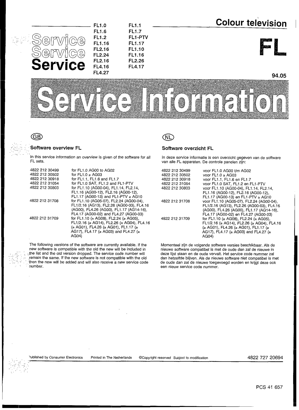 PHILIPS FL xxx FICHAS Service Manual