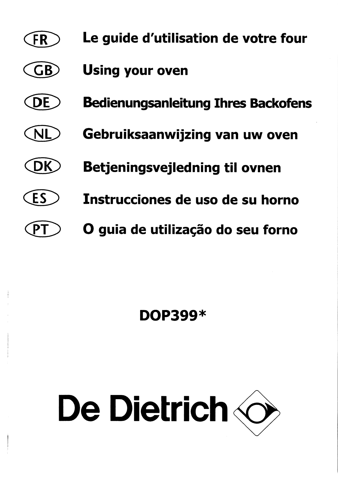 DE DIETRICH DOP399 User Manual