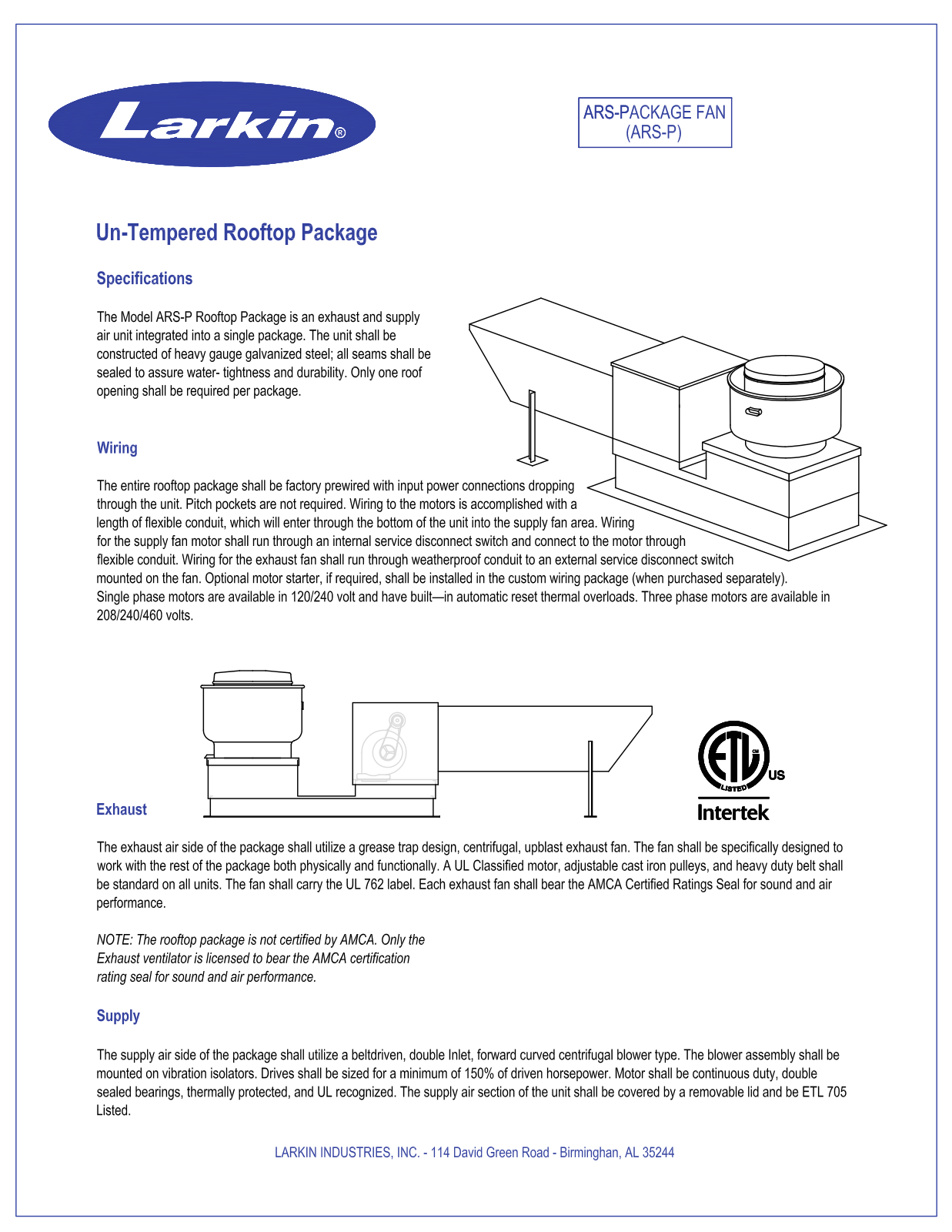 Larkin ARS-P-12 User Manual