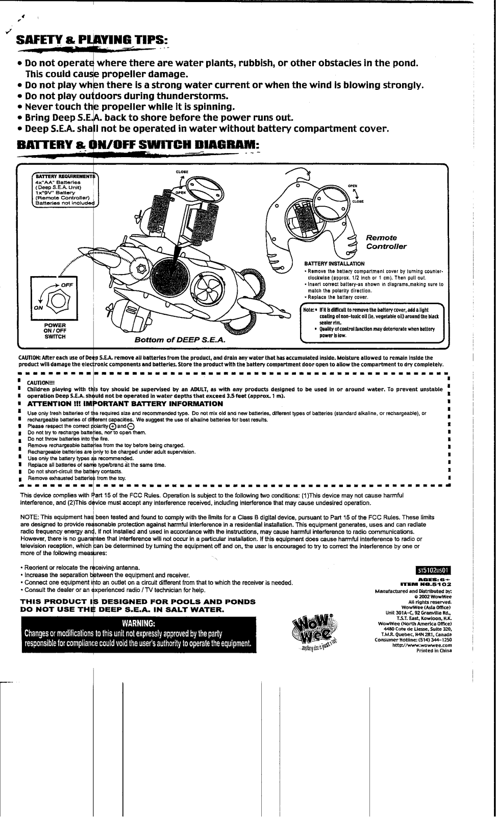 WowWee Group 5102B User Manual