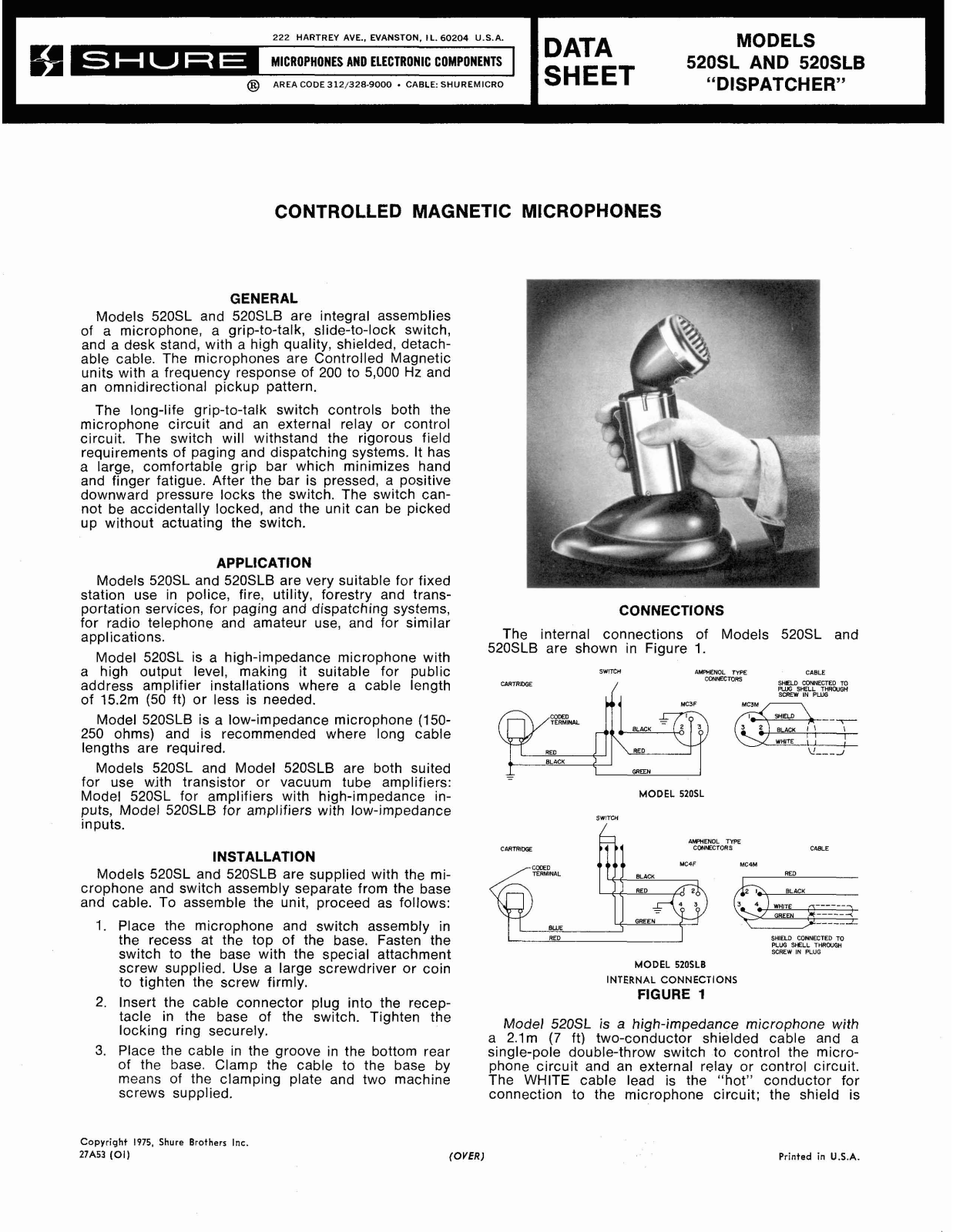 Shure 520SL, 520SLB User Guide - ManualMachine.com