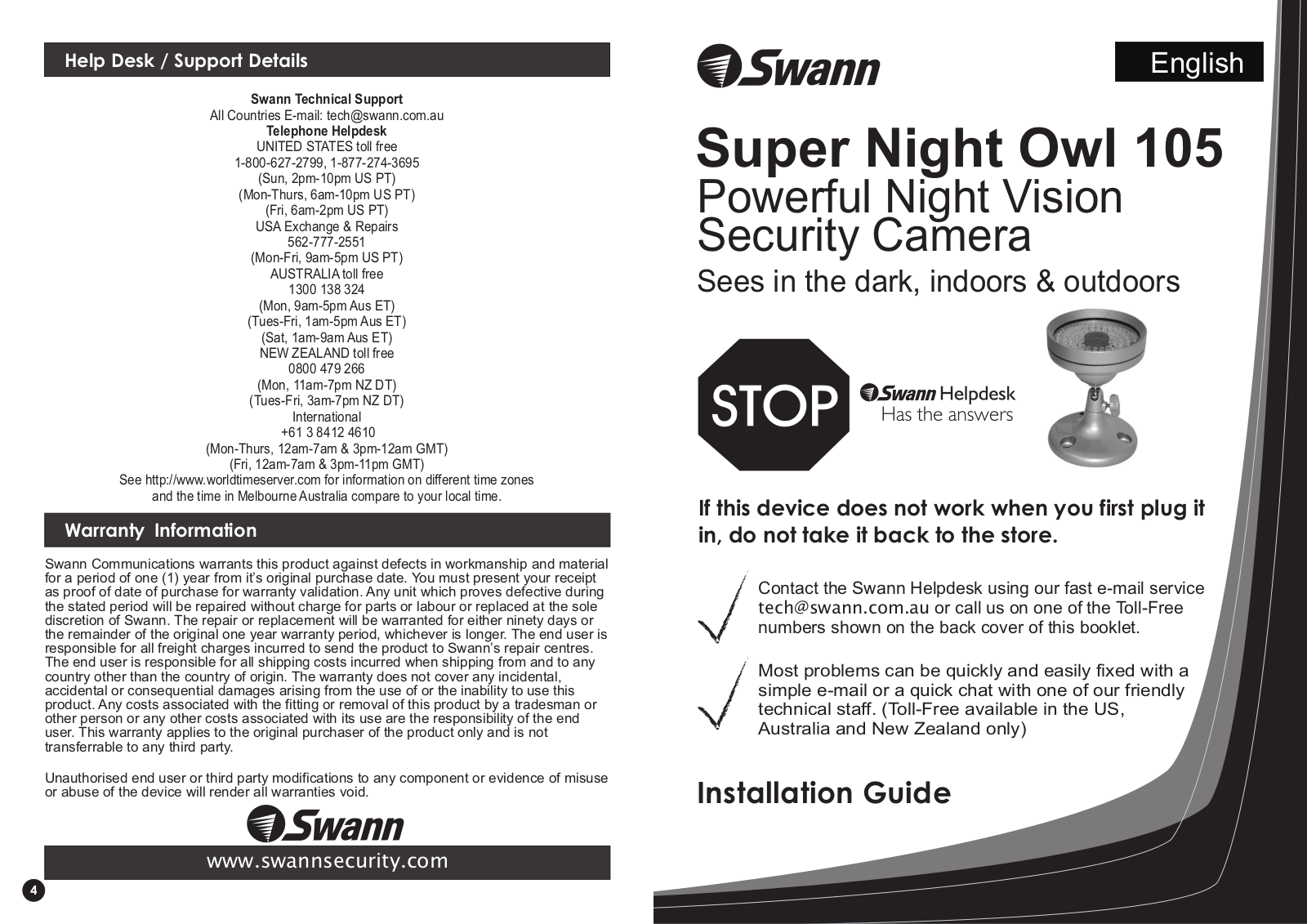 Swann OWL 105 Specification