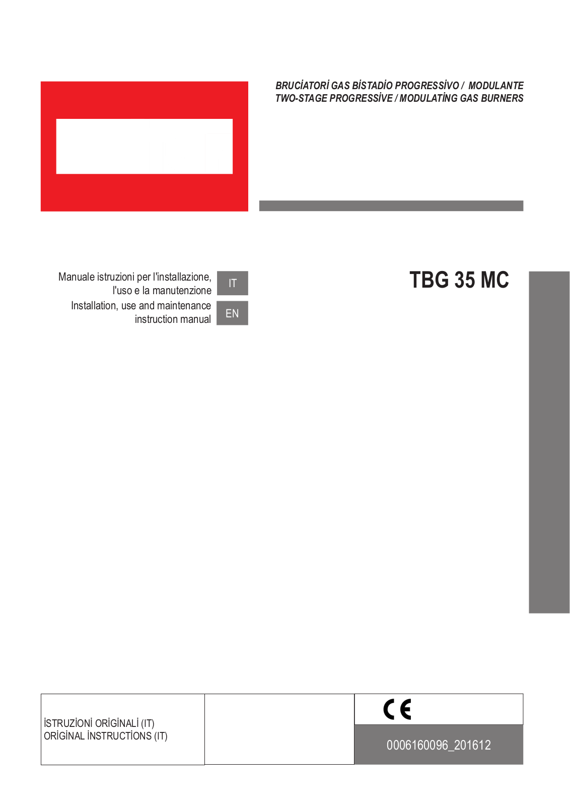 baltur TBG 35 MC Installation, Use And Maintenance Instruction Manual