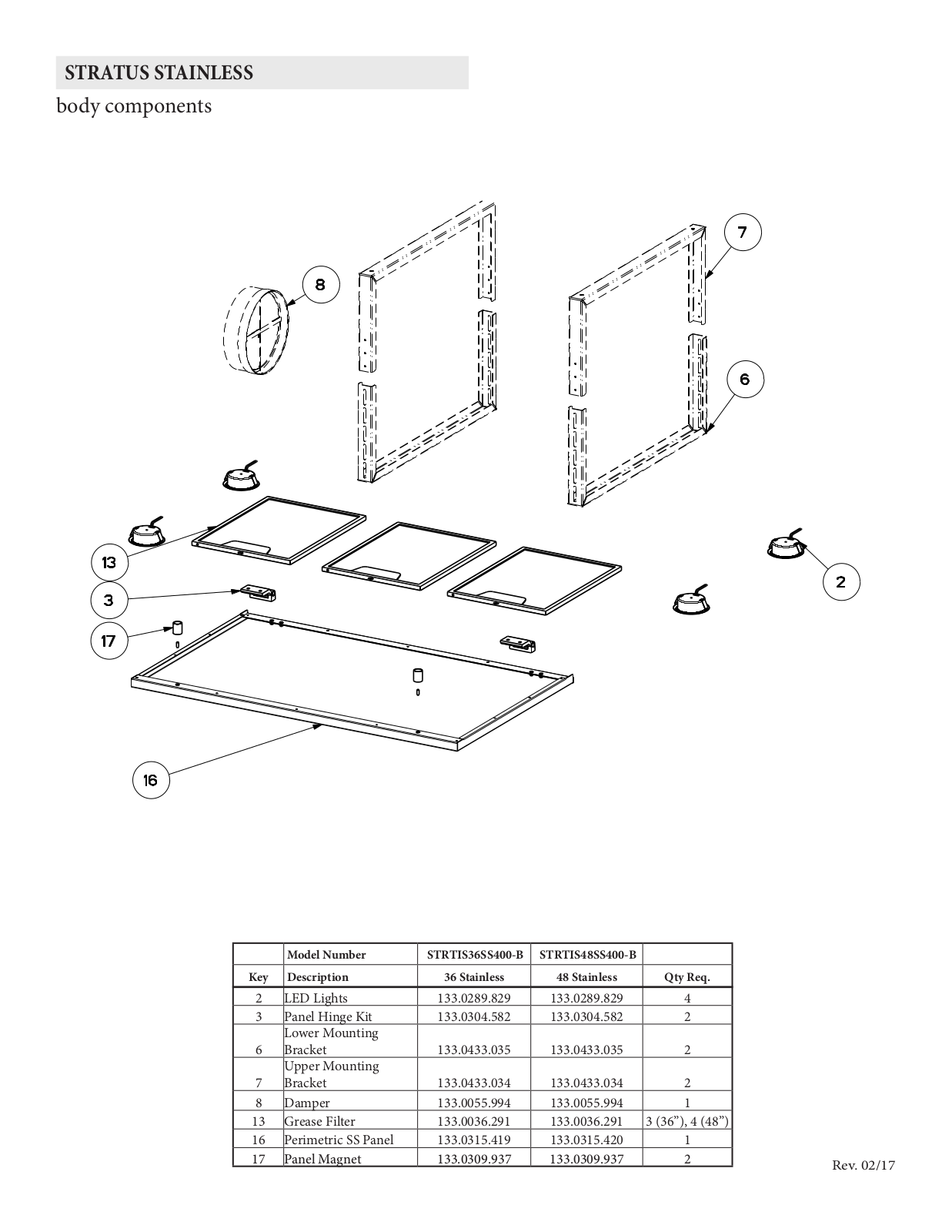 Faber STRTIS48SS400B Parts List