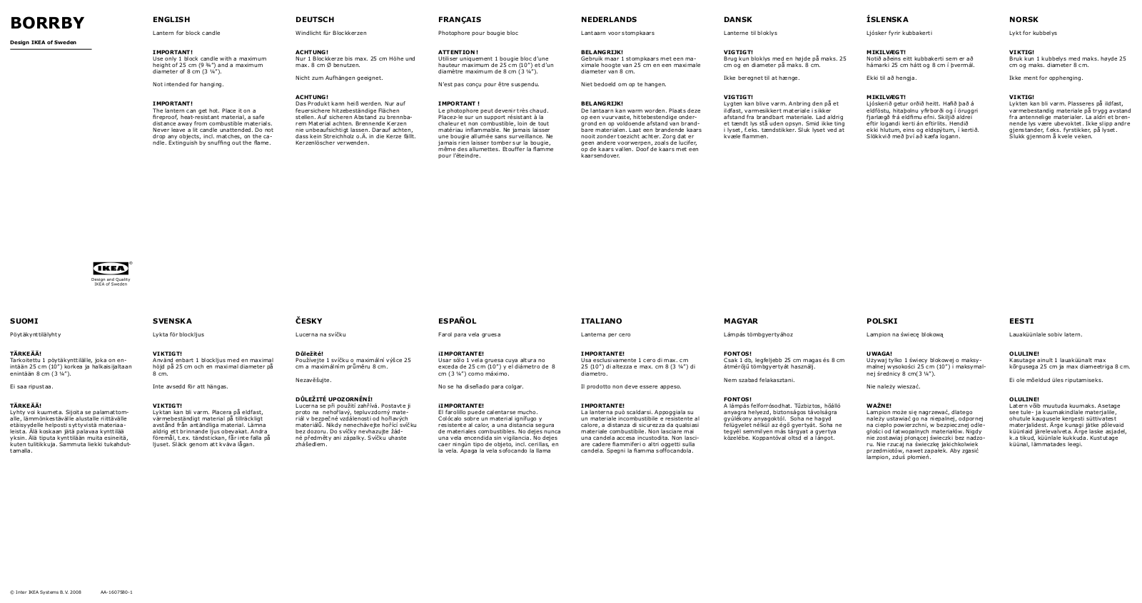 Ikea 90270144, 70156111 User Manual