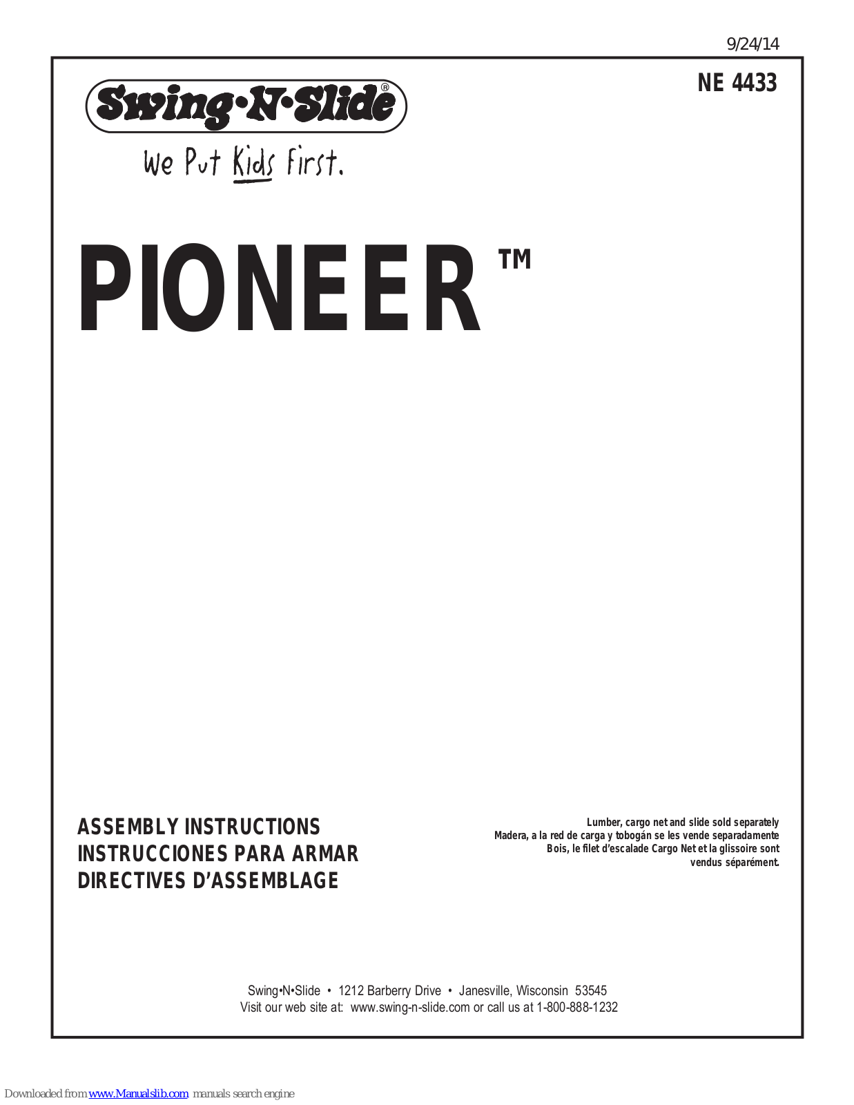 Swing-N-Slide PIONEER NE 4433 Assembly Instructions Manual