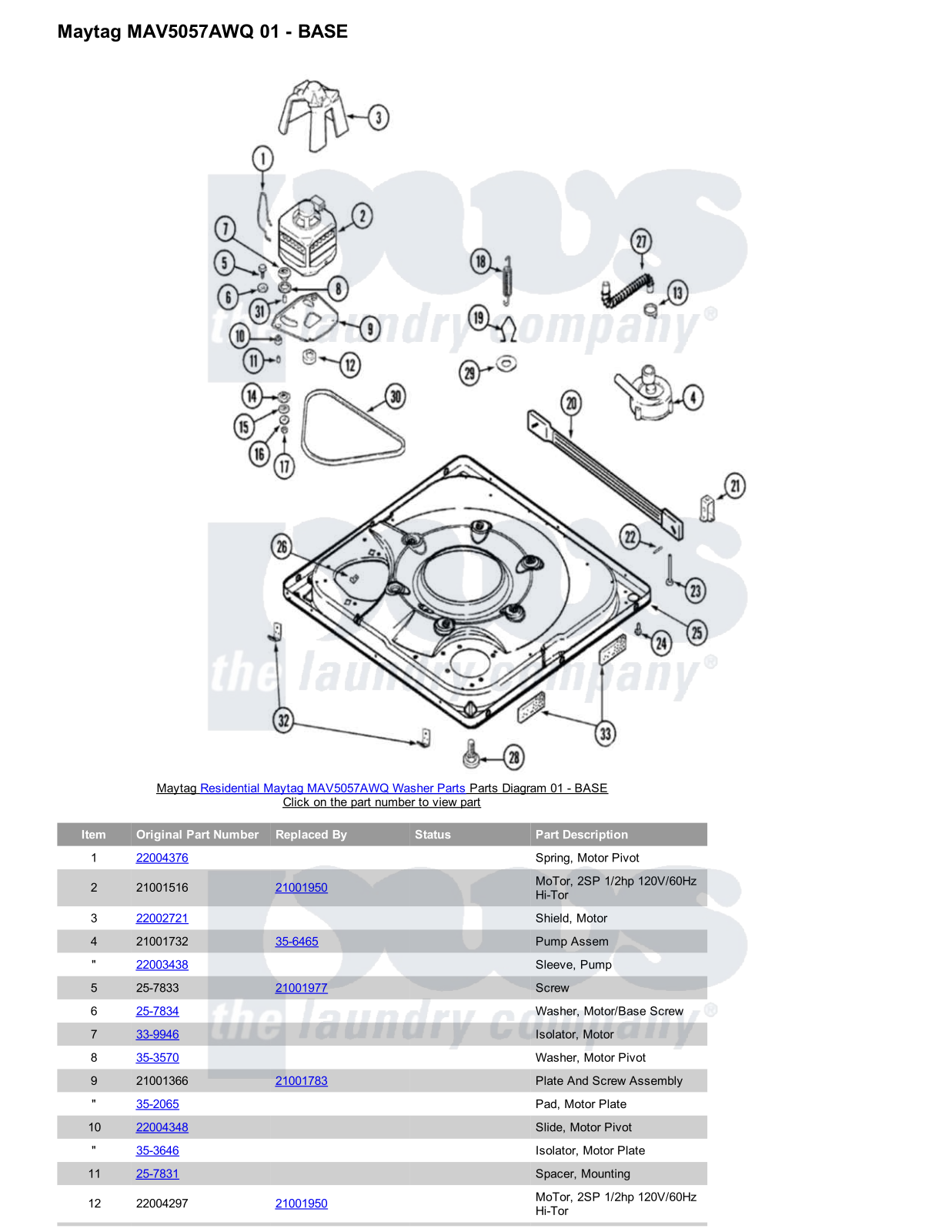 Maytag MAV5057AWQ Parts Diagram