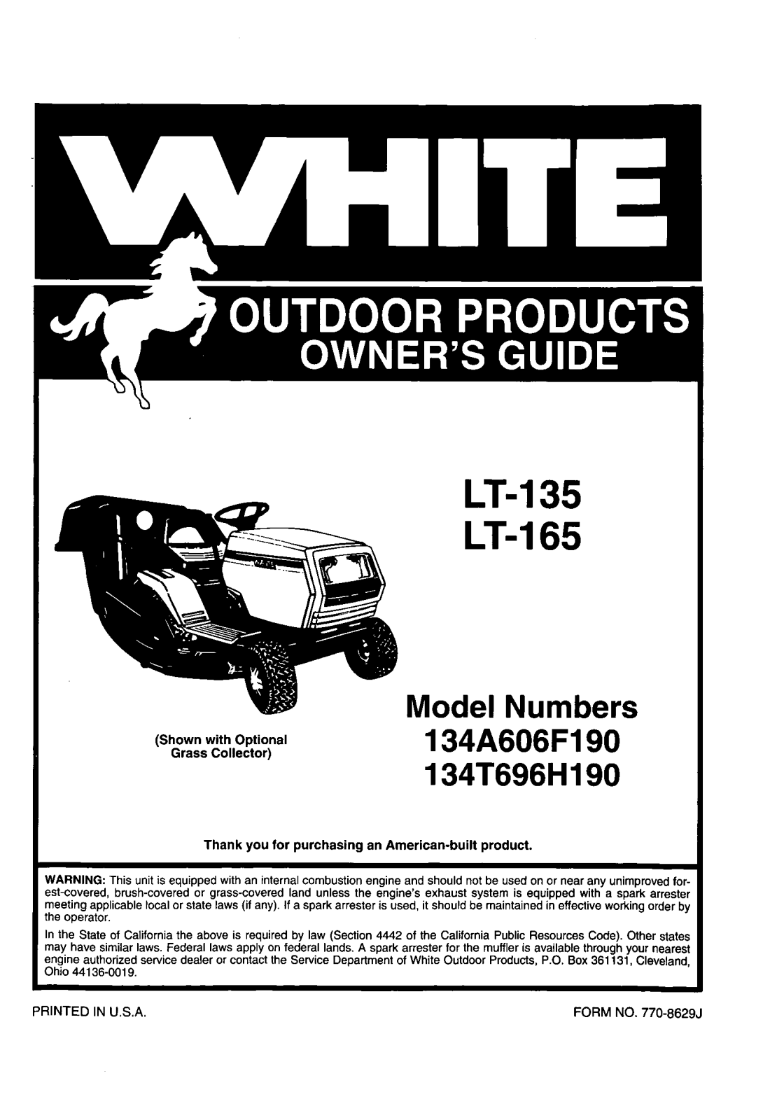 White 134T696H190, 134A606F190 User Manual