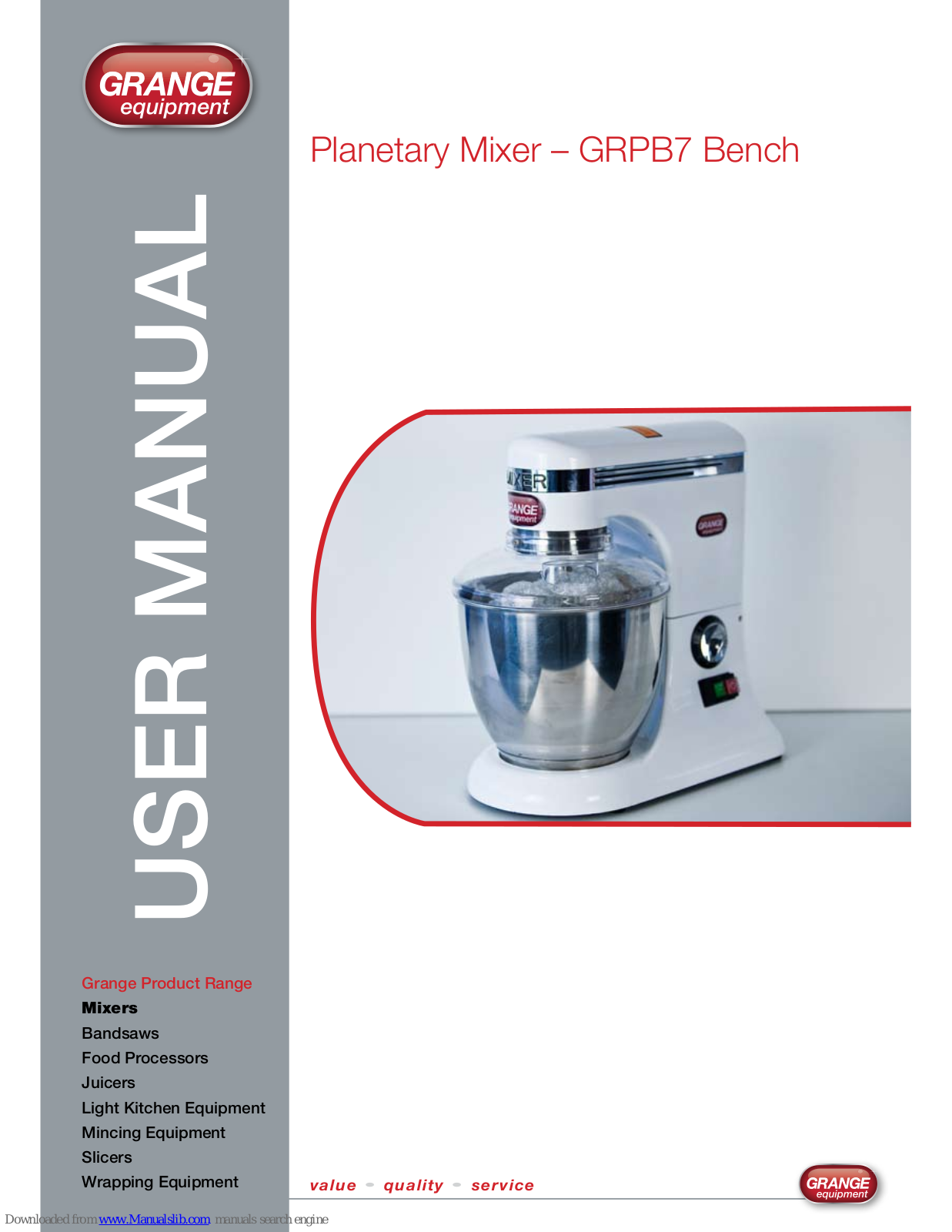 GRANGE equipment GRPB7 User Manual