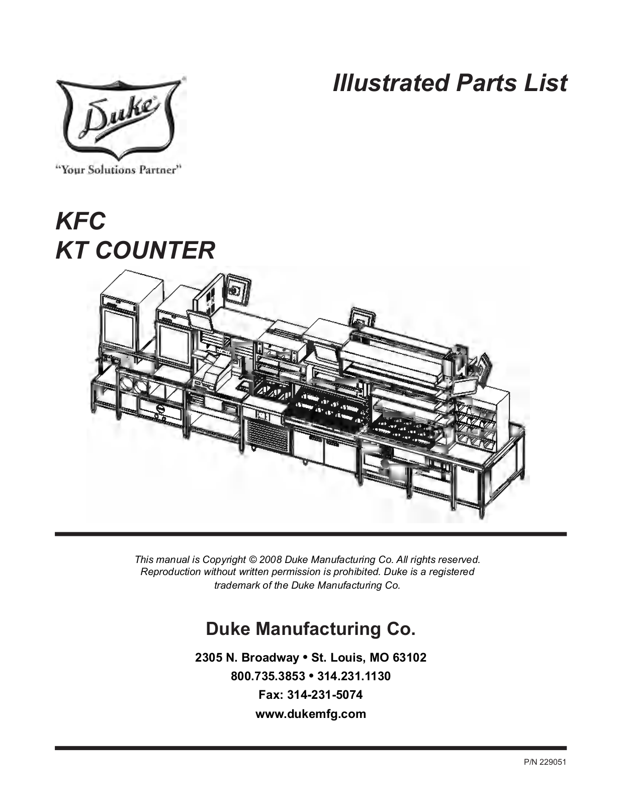 Duke KFC KT COUNTER Parts List