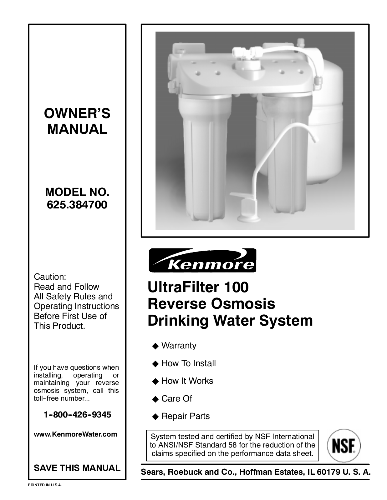 Kenmore 625.384700 User Manual