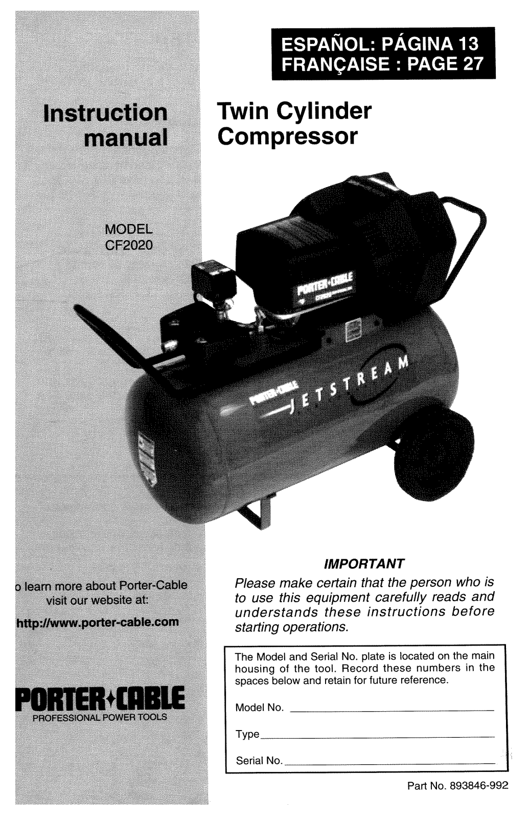 Porter-Cable CF2020 User Manual