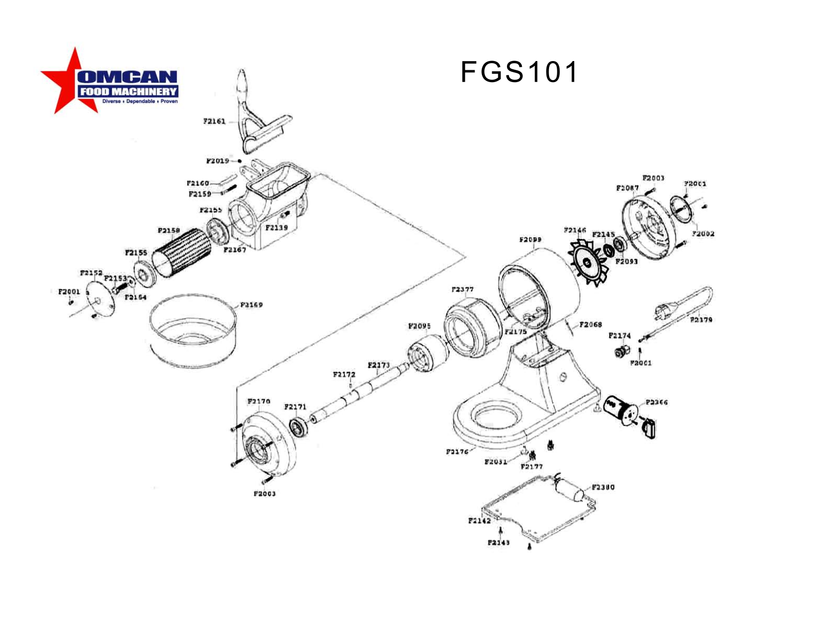 Omcan Food Machinery FGS101 Parts List