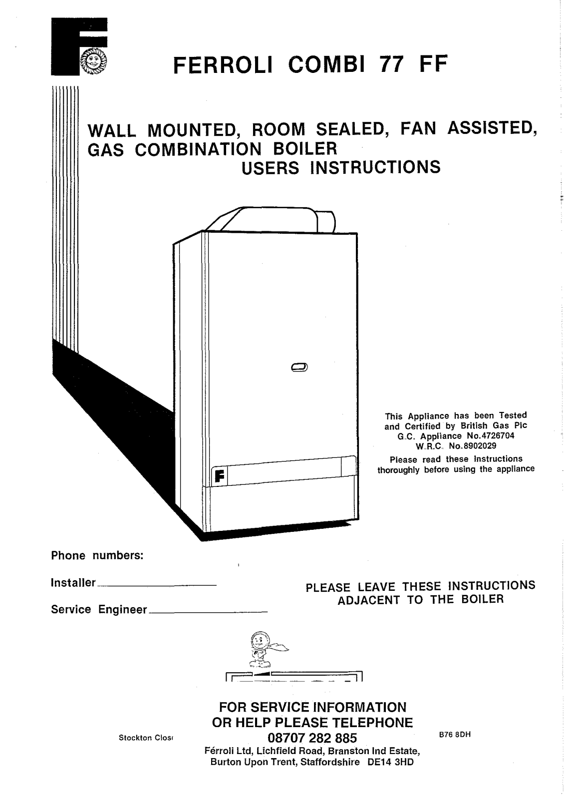 Ferroli Combi 77 FF User Instructions