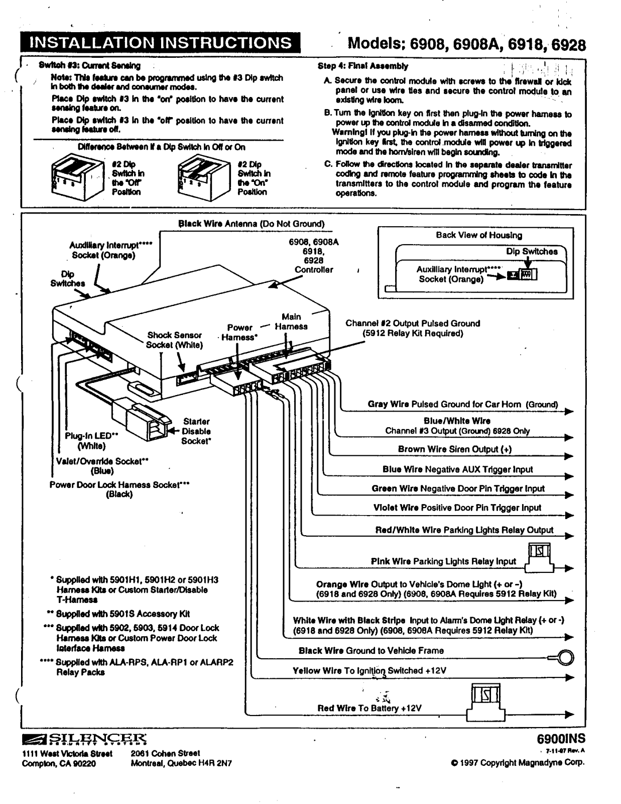 Advance Security 6908, 6908A, 6918, 6928 Installation guide