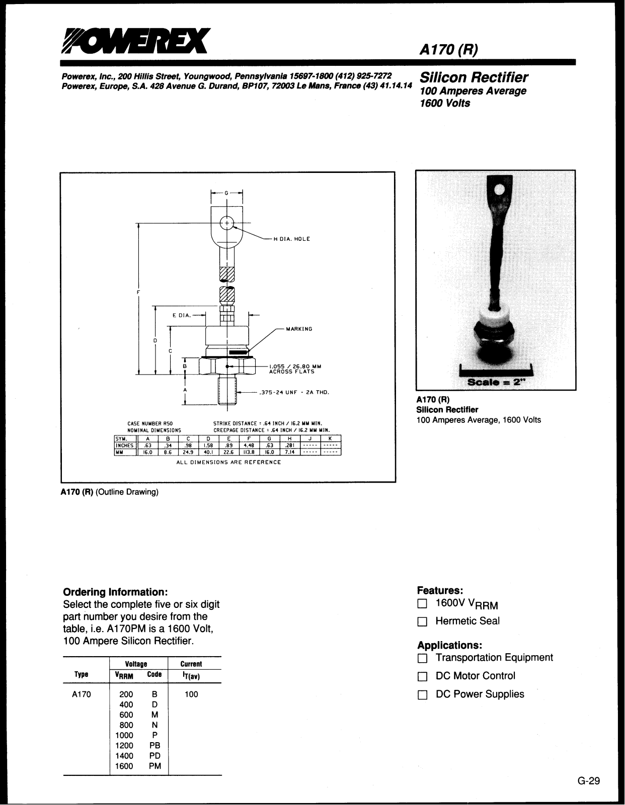 Powerex A170 Data Sheet